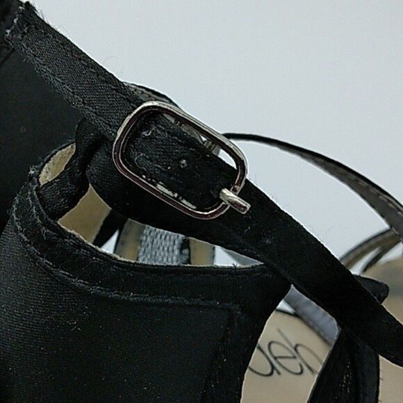 DEB Heels Shoes Size 8.5 Black Open Toe Strappy Lace Fabric - Picture 15 of 15
